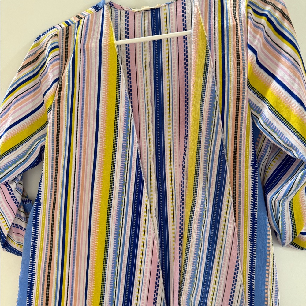 Yellow and Blue Asymmetrical Backless Blouse